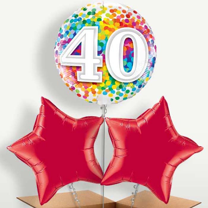 Multicoloured 40th Birthday Balloon Bunches | Party Save Smile