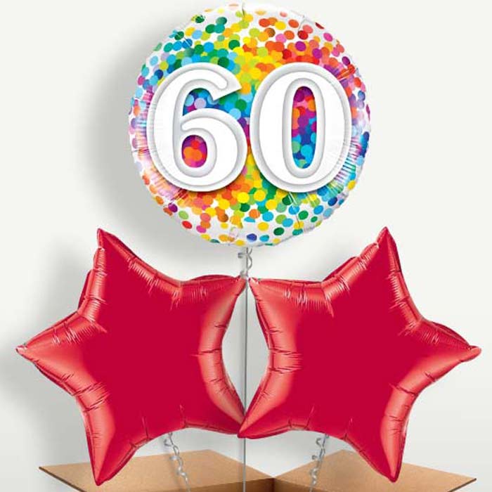 Multicoloured 60th Birthday Balloon Bunches | Party Save Smile