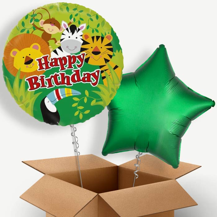 Jungle Birthday Helium Balloon Pair | Party Save Smile