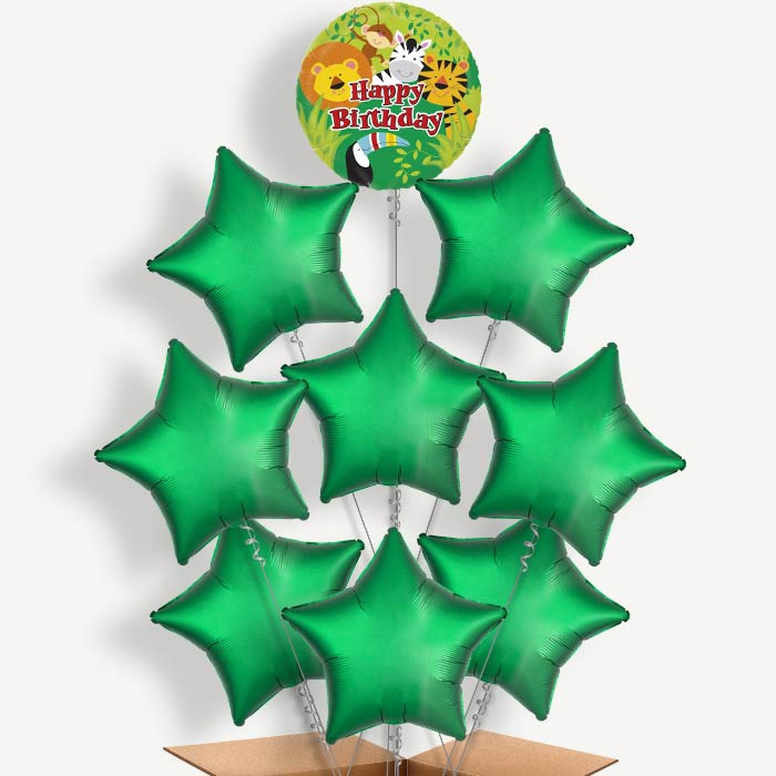Jungle Birthday Balloon Bundle Inflated with Helium | Party Save Smile