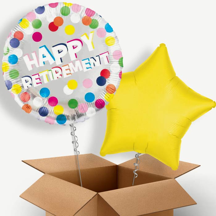 Colourful Happy Retirement Helium Balloon Duo | Party Save Smile