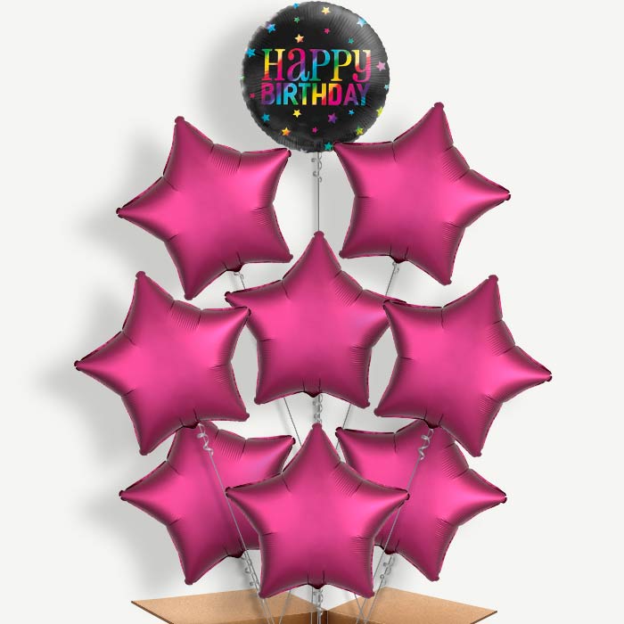 Black Rainbow Happy Birthday Helium Balloon Bundle | Party Save Smile