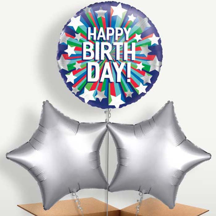 Shooting Stars Happy Birthday Helium Bunch of Balloons | Party Save Smile