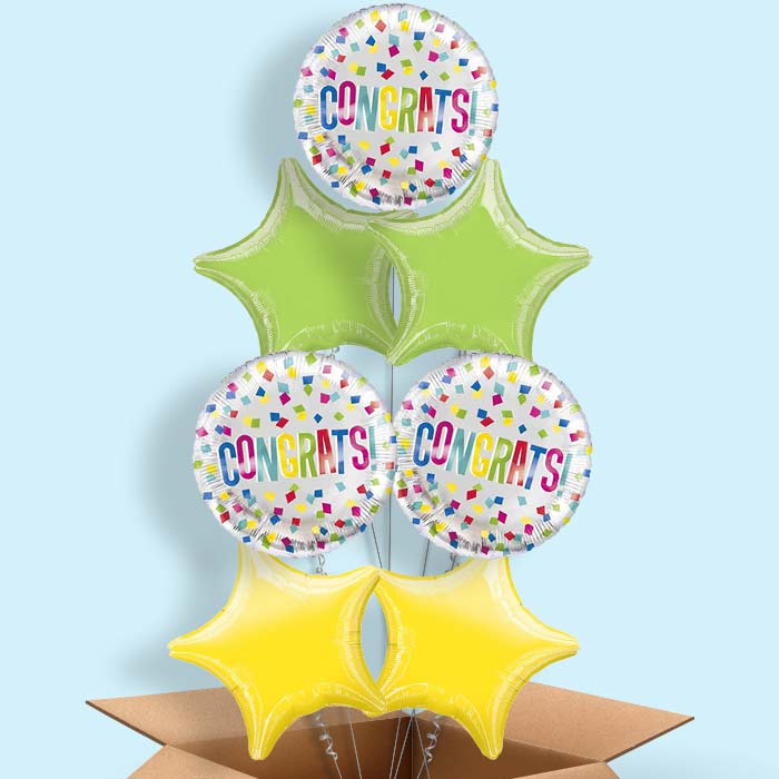Colourful Congratulations Helium Balloon in a Box - 7 Balloon | Party Save Smile