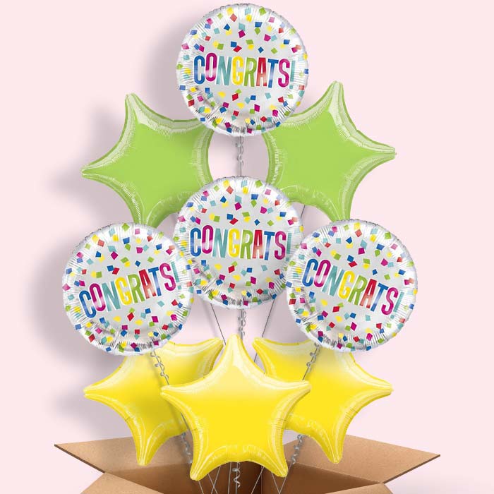 Colourful Congratulations Helium Balloon in a Box - 9 Balloon | Party Save Smile