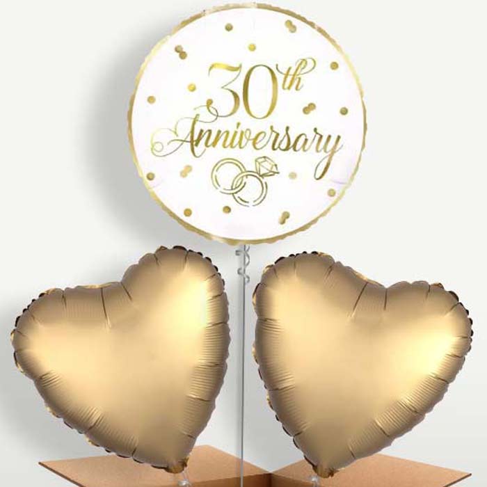 Gold 30th Anniversary Trio Balloon Bunch | Party Save Smile