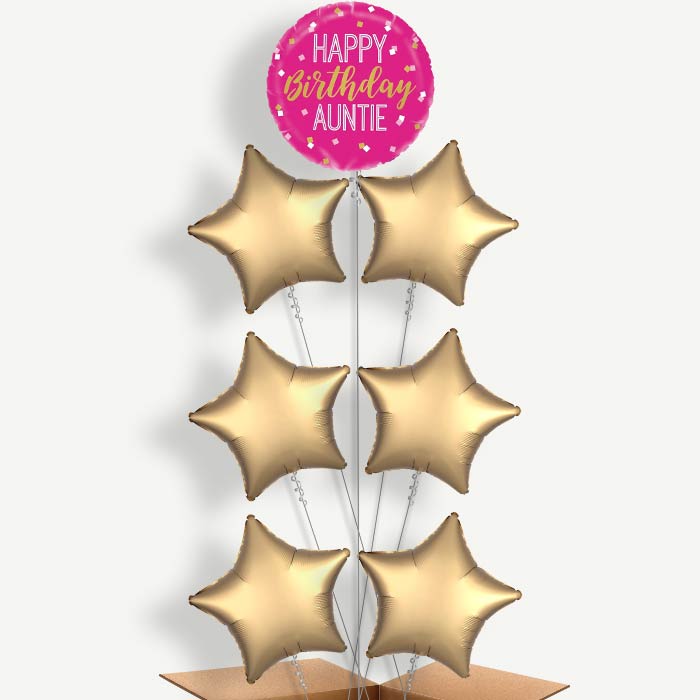 Happy Birthday Auntie Aunt Pink Helium Balloon Arrangement | Party Save Smile