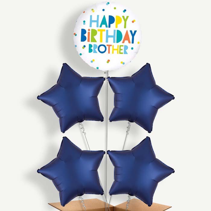Happy Birthday Brother Polka Dots Helium Cluster Balloons | Party Save Smile