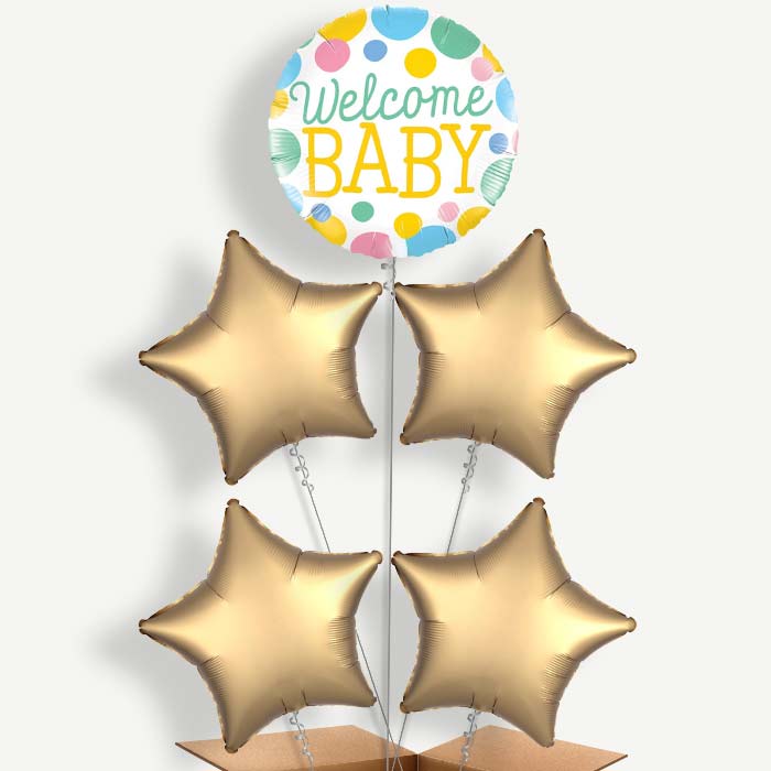 Welcome Baby Blue Helium Balloon Cluster | Party Save Smile
