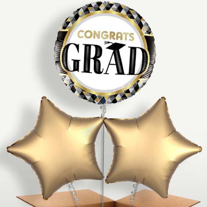 Black Gold Silver Graduation Bunch of Balloons | Party Save Smile