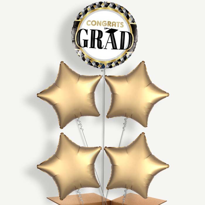 Black Gold Silver Graduation Helium Cluster Balloons | Party Save Smile
