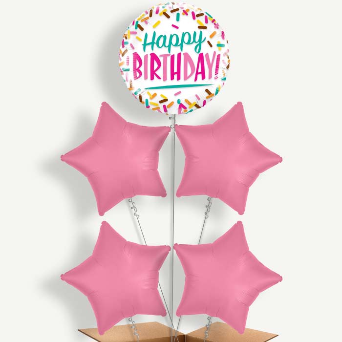 Happy Birthday Donut Sprinkles Helium Cluster Balloons | Party Save Smile