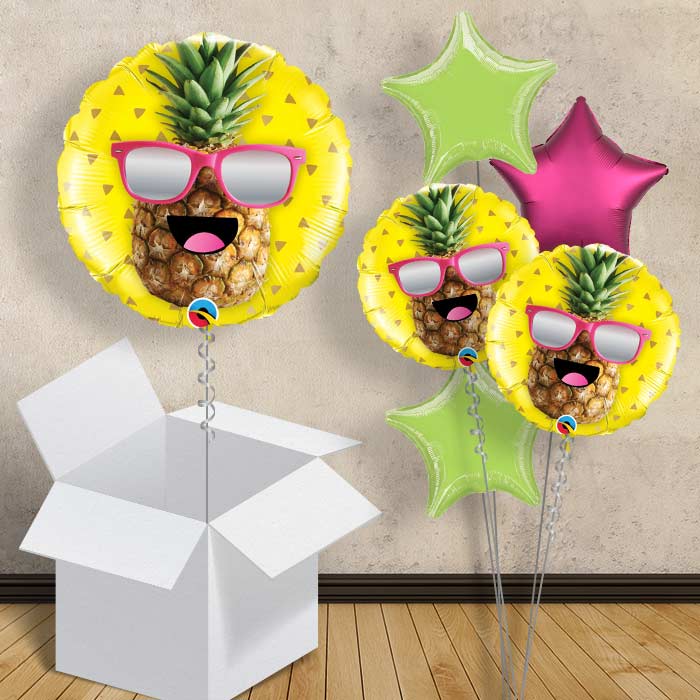 Pineapple with Sunglasses Helium Balloon in a Box - 1 Balloon | Party Save Smile