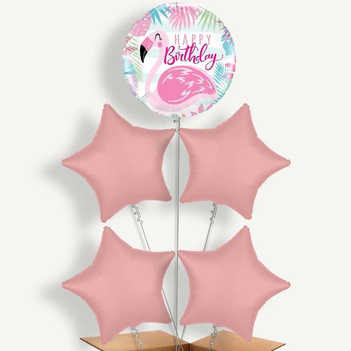 Flamingo Happy Birthday Helium Cluster Balloons | Party Save Smile