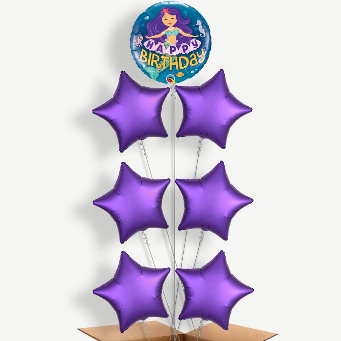 Happy Birthday Mermaid Helium Balloon Arrangement | Party Save Smile