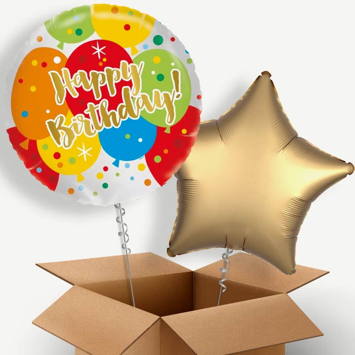 Colourful Birthday Helium Balloon Duo | Party Save Smile