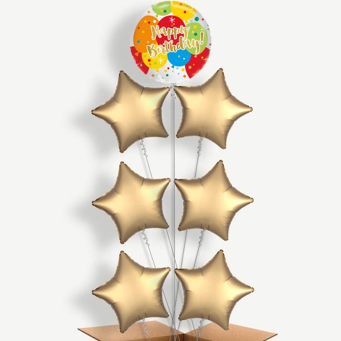 Colourful Birthday Balloon Arrangement Inflated with Helium | Party Save Smile