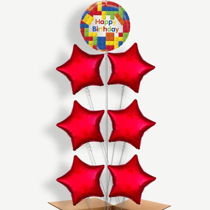 Building Blocks Happy Birthday Helium Balloon Arrangement | Party Save Smile
