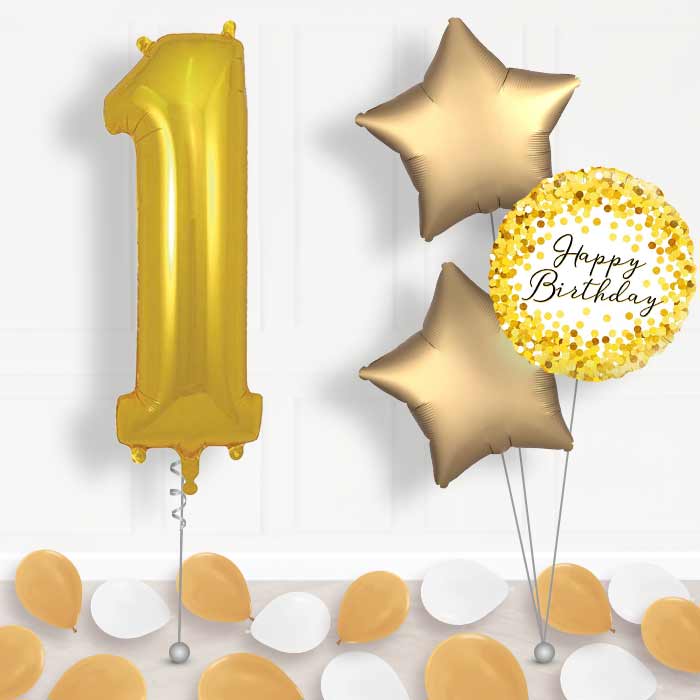 Gold Number 1 Helium Balloon in a Box - Package | Party Save Smile