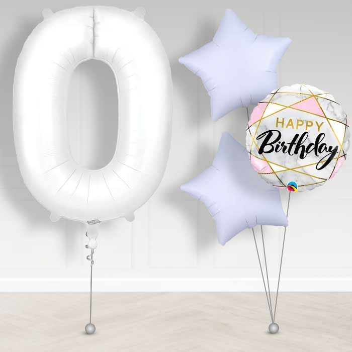 Matte White Number 0 Helium Balloon in a Box - Giant Number and 3 Balloons | Party Save Smile