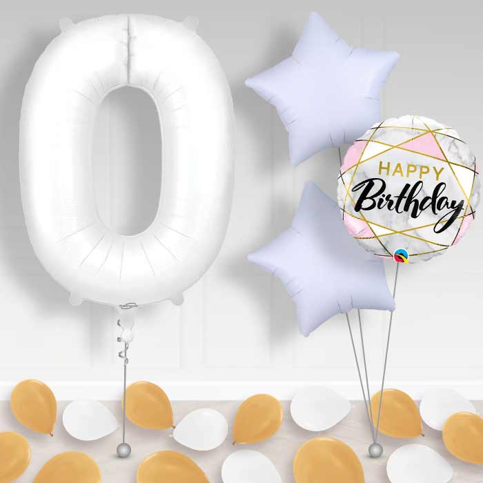 Matte White Number 0 Helium Balloon in a Box - Package | Party Save Smile