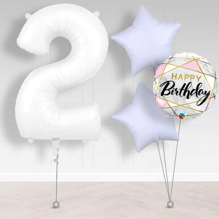 Matte White Number 2 Helium Balloon in a Box - Giant Number and 3 Balloons | Party Save Smile