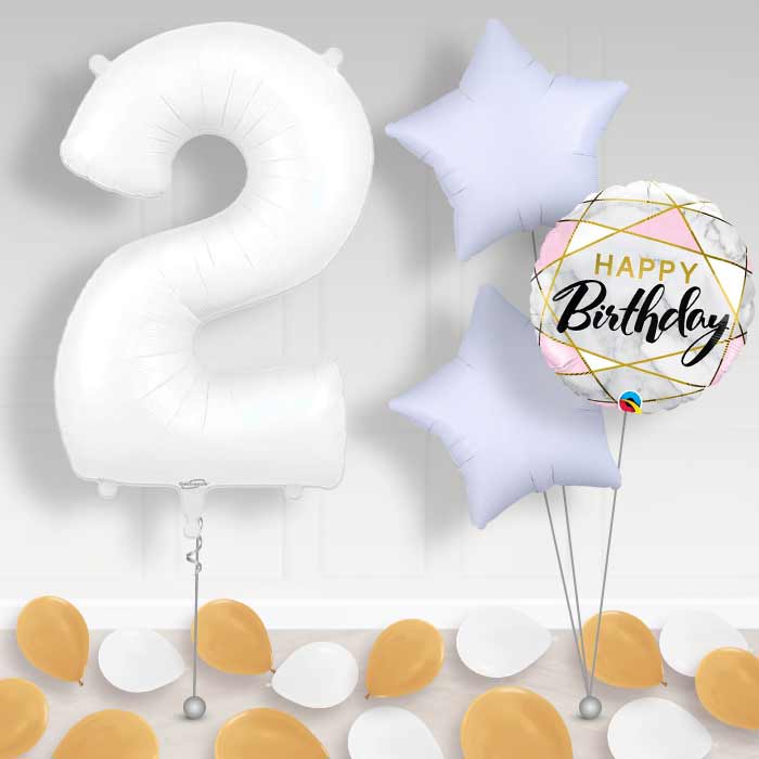 Matte White Number 2 Helium Balloon in a Box - Package | Party Save Smile