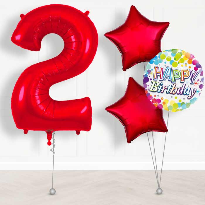 Red Number 2 Helium Balloon in a Box - Giant Number and 3 Balloons | Party Save Smile