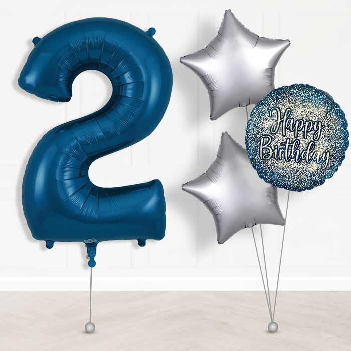 Navy Blue Number 2 Helium Balloon in a Box - Giant Number and 3 Balloons | Party Save Smile