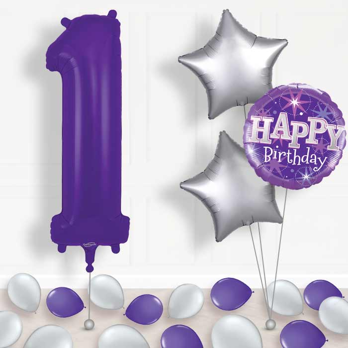 Purple Number 1 Helium Balloon in a Box - Package | Party Save Smile