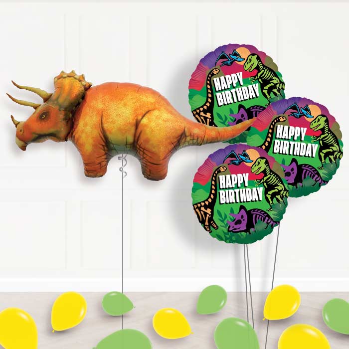 Triceratops Dinosaur Balloon Bouquet in a Box - Themed Bouquet and Latex | Party Save Smile