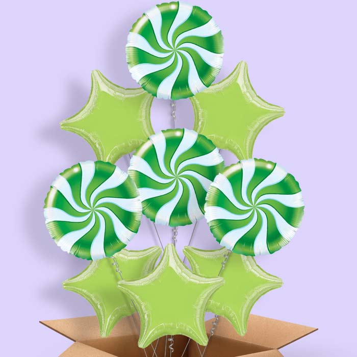 Green Candy Swirl Helium Balloon in a Box - 9 Balloon | Party Save Smile