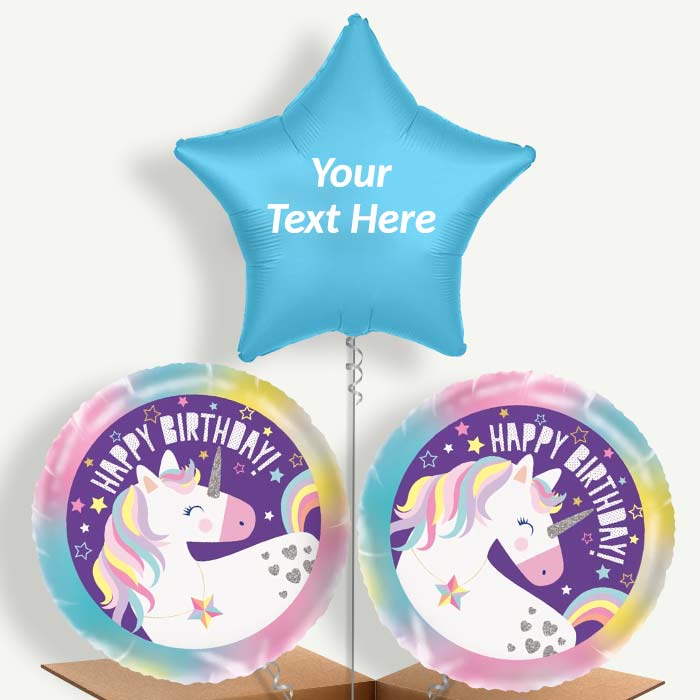 Personalisable Unicorn Happy Birthday Helium Balloons | Party Save Smile