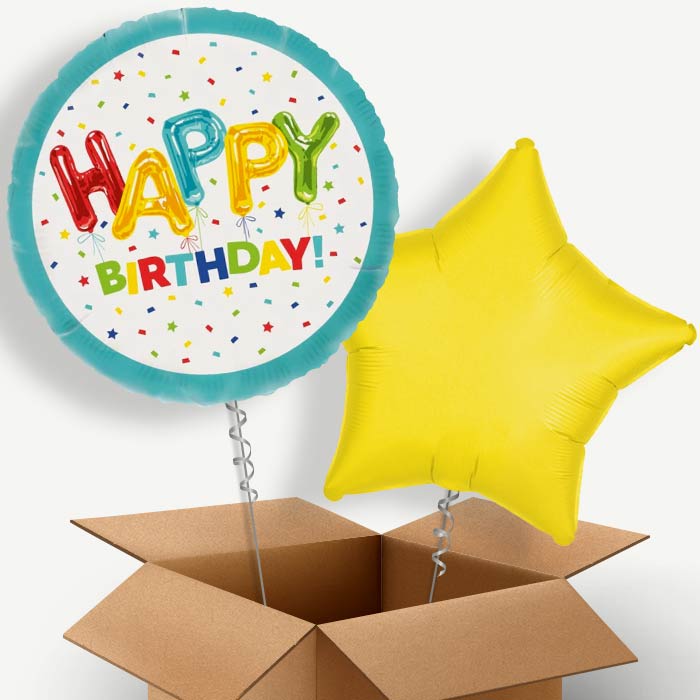 Colourful Birthday Helium Balloon Pair | Party Save Smile