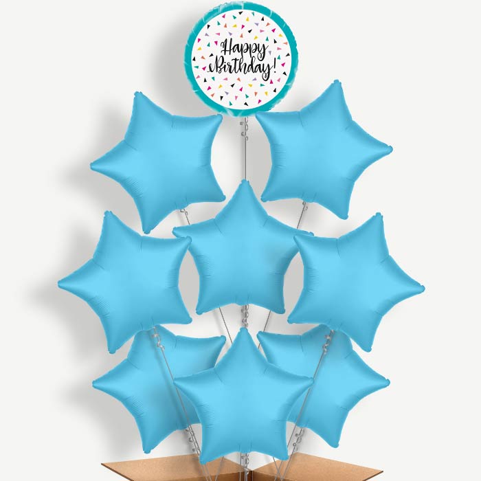 Triangle Confetti Happy Birthday Helium Balloon Bundle | Party Save Smile