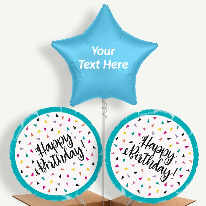 Personalisable Triangle Confetti Happy Birthday Helium Balloons | Party Save Smile