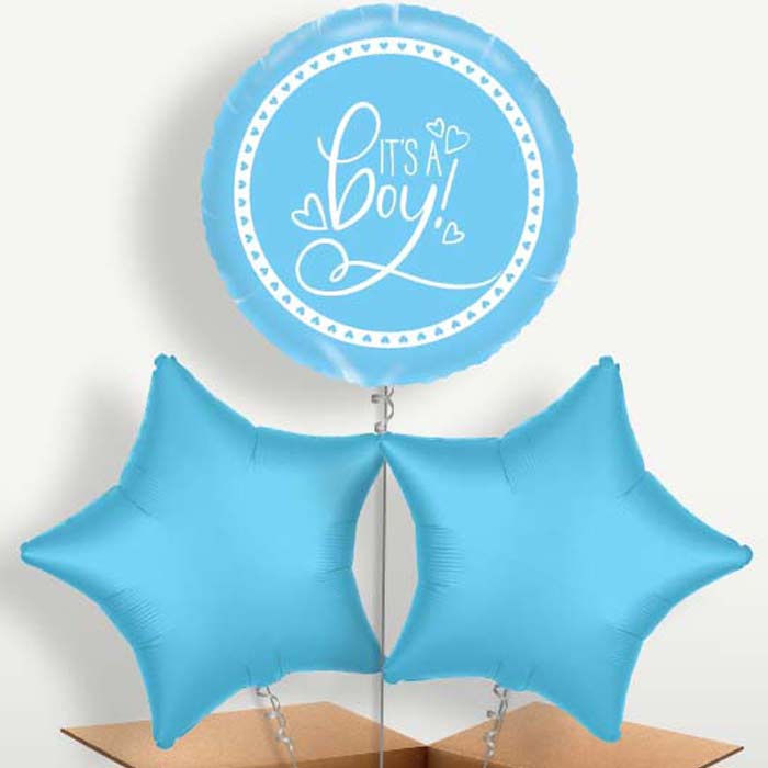 Blue It's a Baby Boy Bunch of Balloons inflated with Helium | Party Save Smile