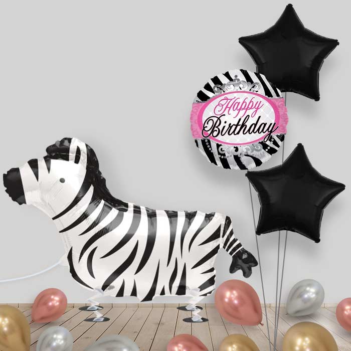 Walking Pet Zebra Helium Balloon in a Box - Walking Balloon Package | Party Save Smile