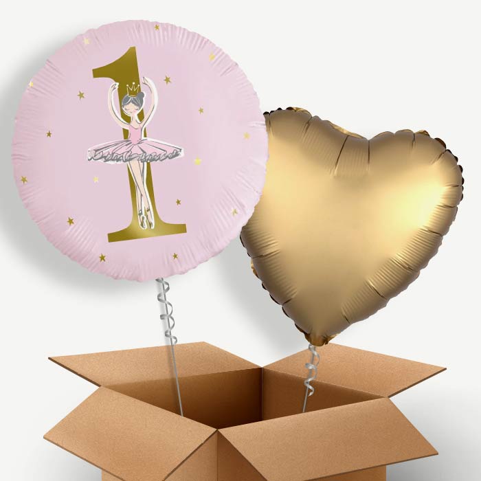 Ballerina 1st Birthday Helium Balloon Two | Party Save Smile