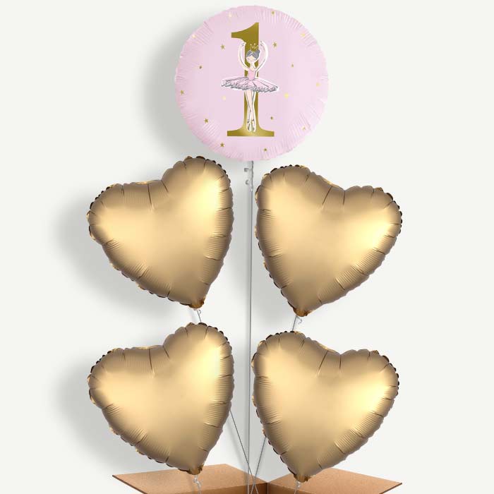 Ballerina 1st Birthday Balloon Cluster Inflated with Helium | Party Save Smile