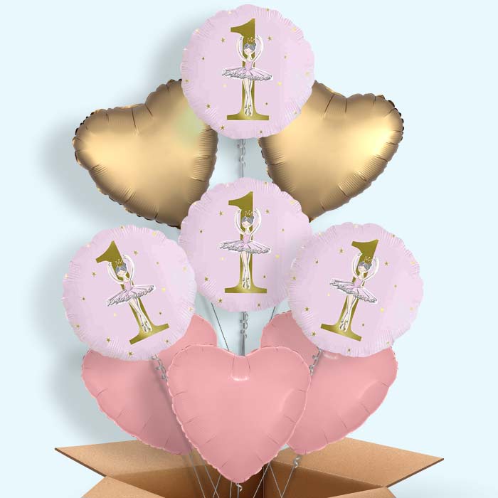 Ballerina 1st Birthday Helium Balloon in a Box - 9 Balloon | Party Save Smile