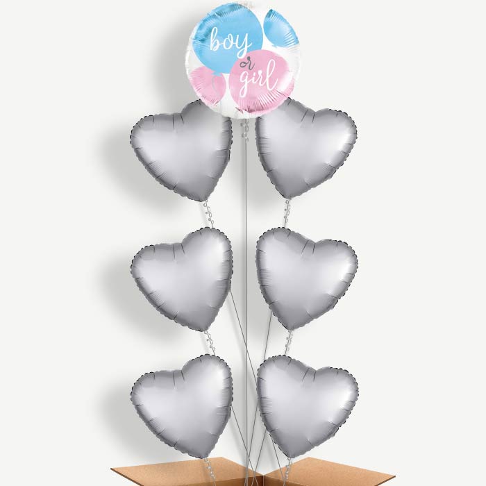 Boy or Girl Gender Reveal Helium Balloon Arrangement | Party Save Smile