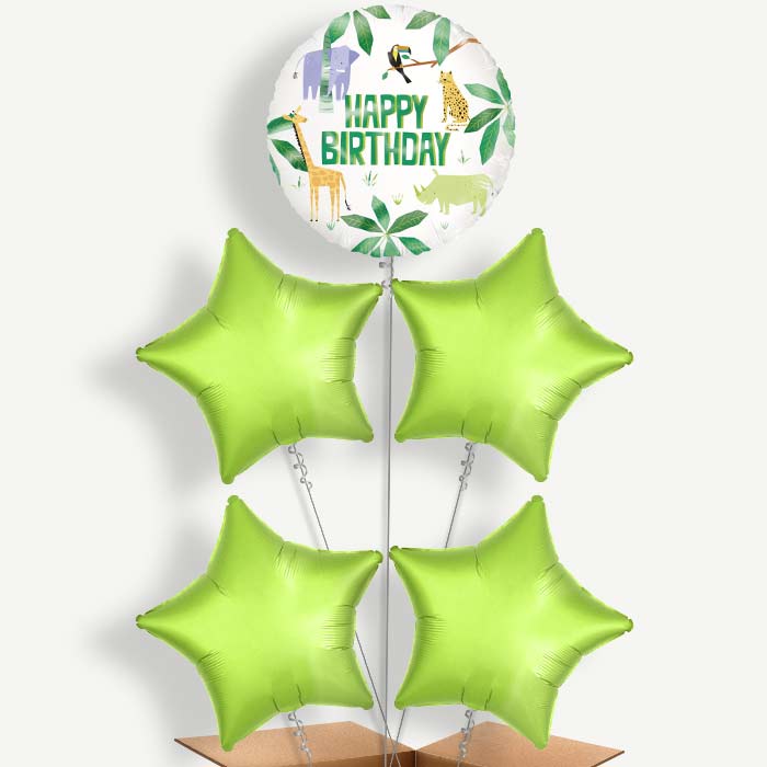 Animal Jungle Happy Birthday Helium Cluster Balloons | Party Save Smile