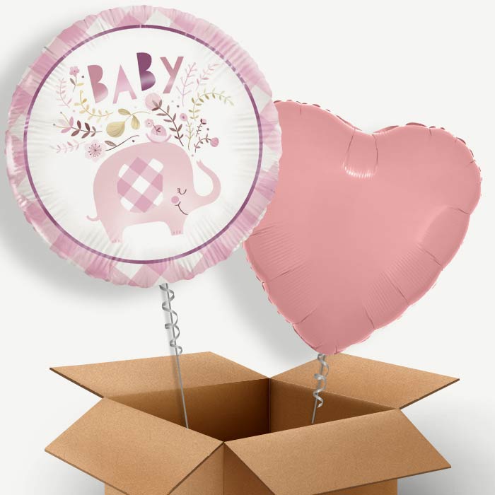Pink Elephant Baby Shower Helium Balloon Couple | Party Save Smile