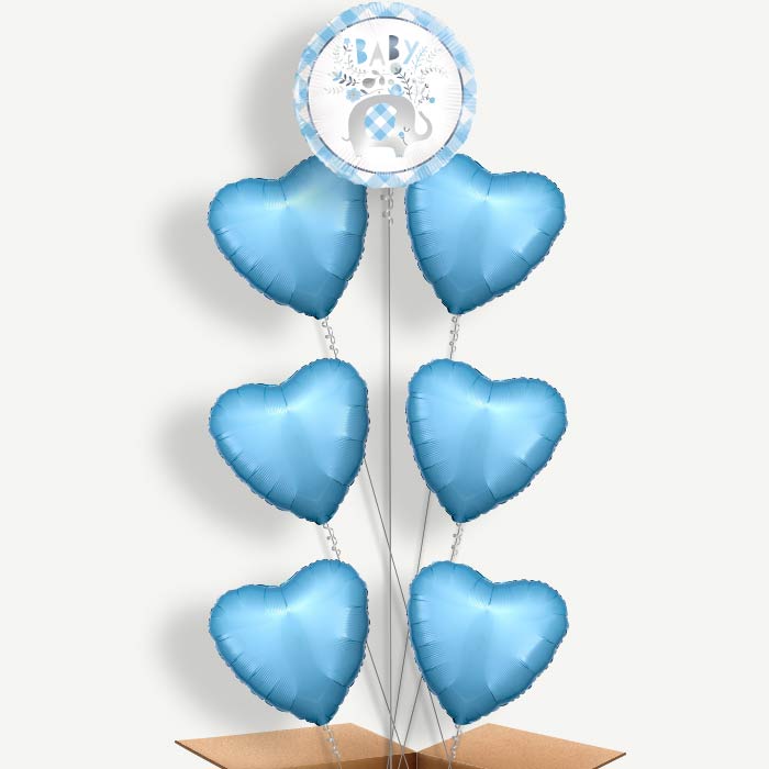 Blue Elephant Baby Shower Helium Balloon Arrangement | Party Save Smile