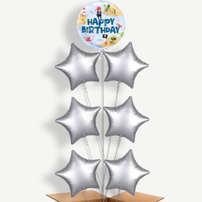 Ahoy Pirate Round Balloon Arrangement Inflated with Helium | Party Save Smile