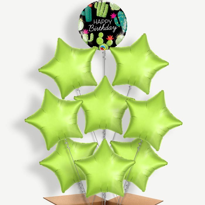 Cactus Happy Birthday (Black) Helium Balloon Bundle | Party Save Smile