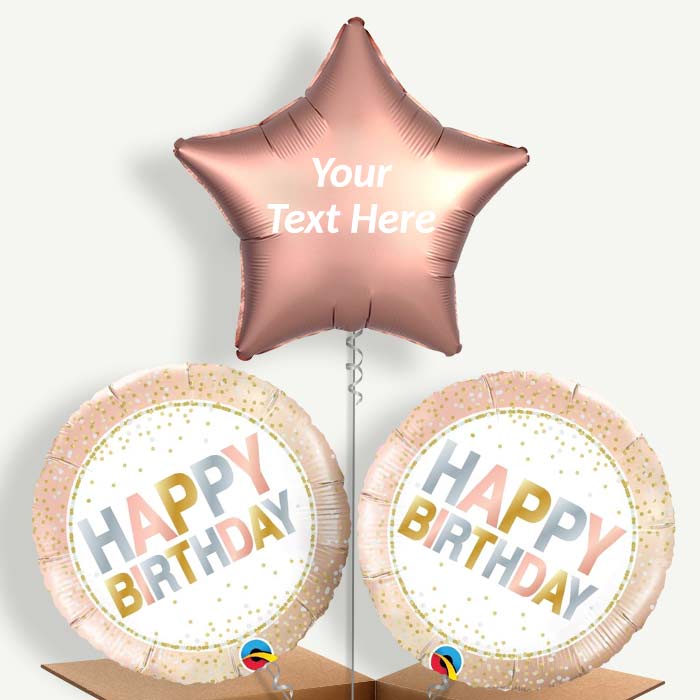 Personalisable Metallic Pastel Dots Happy Birthday Helium Balloons | Party Save Smile