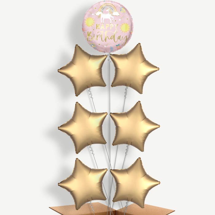Dainty Unicorn Happy Birthday Helium Balloon Arrangement | Party Save Smile