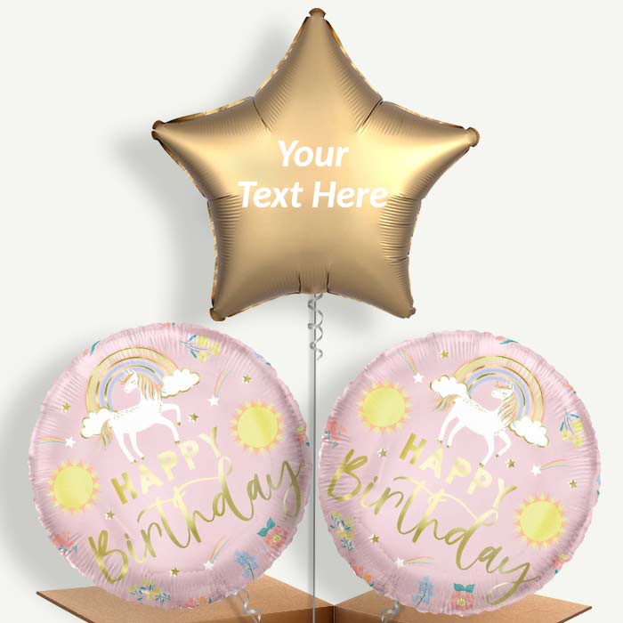 Personalisable Dainty Unicorn Happy Birthday Helium Balloons | Party Save Smile
